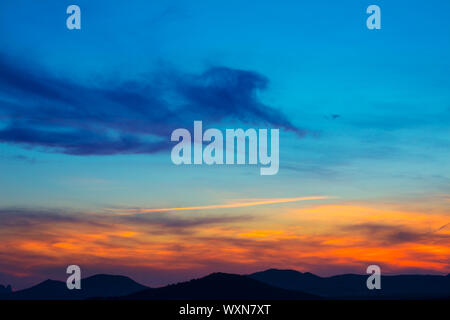 Ibiza ses Salines mountains at sunset in Sant Josep at Balearic Islands of Spain Stock Photo