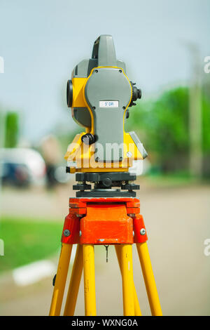 theodolite side view Stock Photo