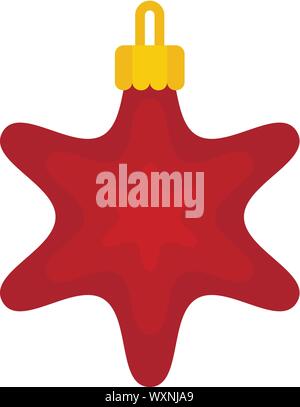 Red star xmas toy icon. Flat illustration of red star xmas toy vector icon for web design Stock Vector