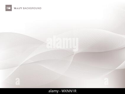 Abstract white and gray color wavy wave lines pattern background with space for your text. Vector illustration Stock Vector
