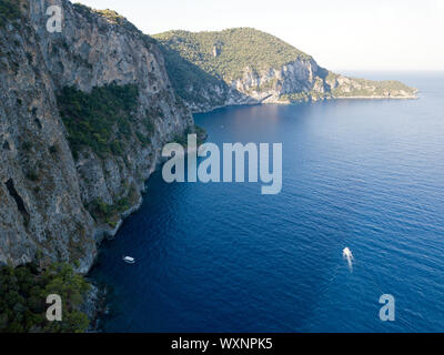 Aerial view of steep cliffs near Iblis Cape of Fethiye Bay Turkey Stock Photo
