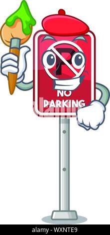 Artist no parking mascot shaped on cartoon Stock Vector