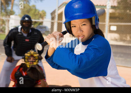 Softball Player at Bat Stock Photo