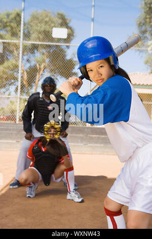 Softball Player at Bat Stock Photo