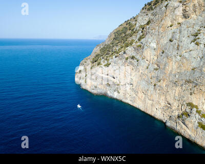 Aerial view of steep cliffs near Iblis Cape of Fethiye Bay Turkey Stock Photo