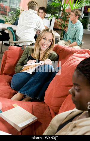 College Students Studying in the Lounge Stock Photo
