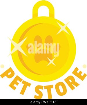 Pet store gold medal logo. Flat illustration of pet store gold medal vector logo for web design Stock Vector