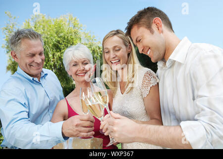 Family Toasting with Champagne Stock Photo