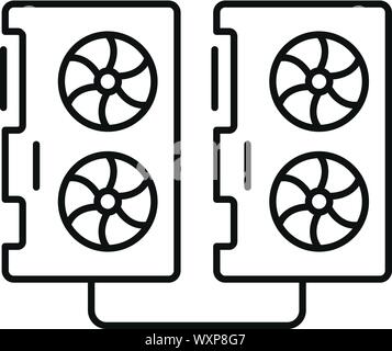 Double graphic card icon. Outline double graphic card vector icon for web design isolated on white background Stock Vector