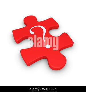 3d puzzle piece with a question mark symbol on it Stock Photo