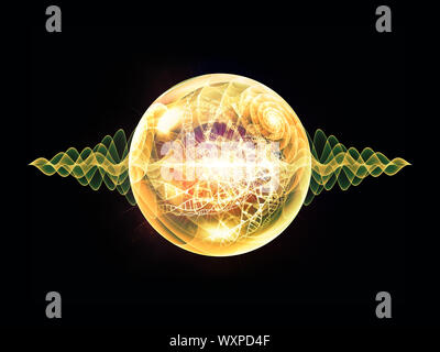 Wave Particle series. Backdrop composed of fractal spherical patterns and conceptual elements and suitable for use in the projects on science, technol Stock Photo