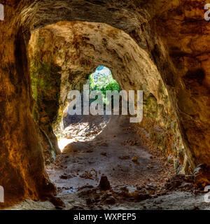 Menorca Cova dels Coloms Pigeons cave in es Mitjorn at Balearic island Stock Photo