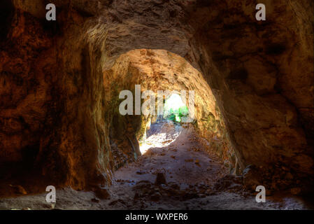 Menorca Cova dels Coloms Pigeons cave in es Mitjorn at Balearic island Stock Photo