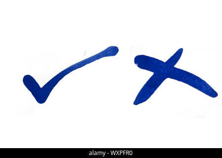 Right and wrong marks written in watercolor Stock Photo