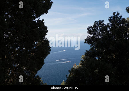 View of the Gulf of Naples from Villa Lysis home of Jacques Fersen in the Island of Capri in summer Itay Stock Photo