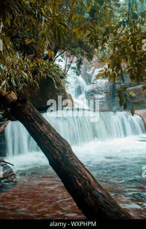 long exposure waterfall at vazhvanthol ,kerala Stock Photo