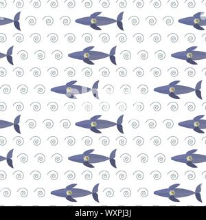 Seamless pattern from colorful whale with mechanic heart on white background. Low poly imitation, can be printed on textile, wallpaper, wrapping paper, greeting cards, wedding decoration, etc. Vector Illustration. EPS10 Stock Vector