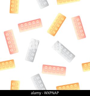 Colorful Pills Blisters Seamless Pattern Stock Vector
