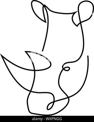 One line silhouette design of rhino. Hand drawn minimalistic style. Vector illustration Stock Vector