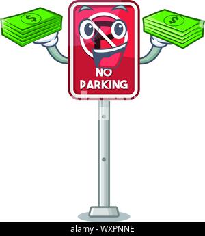 With money bag toy no parking character in drawer Stock Vector