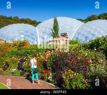 Woman in the Eden Project gardens. Stock Photo