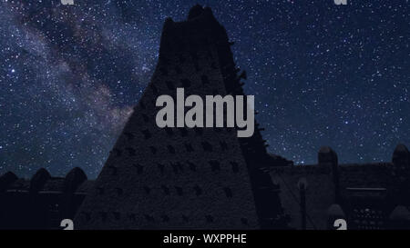 time lapse with stars, Timbuktu Mali, Africa Stock Photo