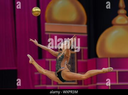 Baku, Azerbaijan. 17th Sep, 2019.  Adelina Beljajeva of Estonia during the 37th Rhythmic Gymnastics World Championships match between and Day 2 at the National Gymnastics Arena in Baku, Azerbaijan. Ulrik Pedersen/CSM. Credit: Cal Sport Media/Alamy Live News Stock Photo