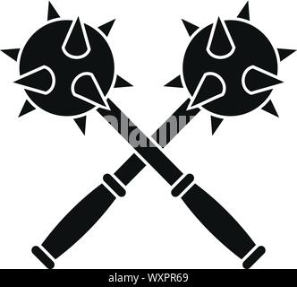 Crossed mace icon. Simple illustration of crossed mace vector icon for web design isolated on white background Stock Vector