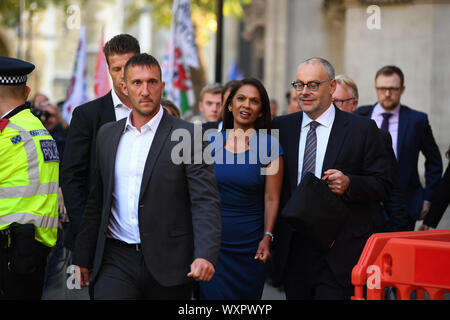 Gina Miller outside the Supreme Court in London where judges are considering legal challenges to Prime Minister Boris Johnson's decision to suspend Parliament. PA Photo. Picture date: Tuesday September 17, 2019. The Supreme Court are hearing appeals over three days from two separate challenges to the prorogation of Parliament brought in England and Scotland. See PA story COURTS Brexit. Photo credit should read: Victoria Jones/PA Wire Stock Photo