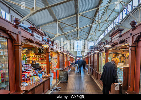 Old market with food stalls in Helsinki, capital of Finland Stock Photo
