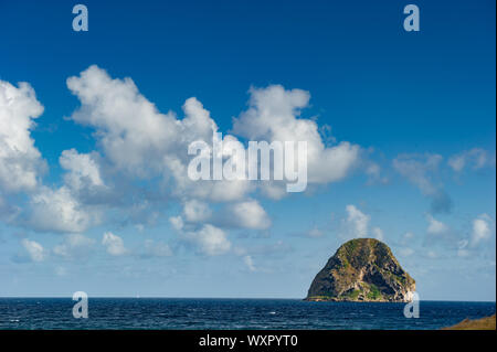 Le Diamant, Martinique / 04.08.2014. The Diamond Rock in the Martinique Sea Stock Photo