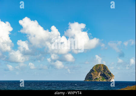 Le Diamant, Martinique / 04.08.2014. The Diamond Rock in the Martinique Sea Stock Photo