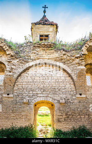 Ruins of old Mavrovo church in village Mavrovo in North Macedonia Stock Photo