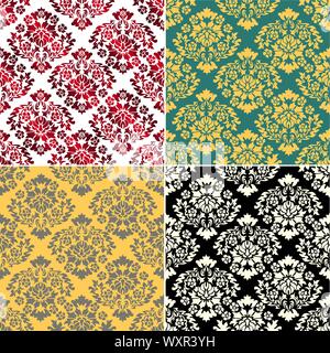 Retro vintage cover. Abstract flower. Beautiful abstract backdrop. Wallpaper baroque, damask. Damask pattern collection for fabric design. Rococo Stock Vector