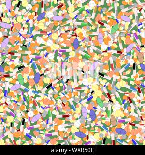 Colorful Pills Blisters Seamless Pattern Stock Vector