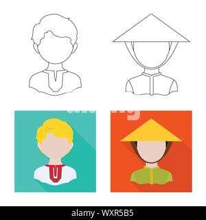 Vector design of imitator and resident sign. Collection of imitator and culture stock symbol for web. Stock Vector