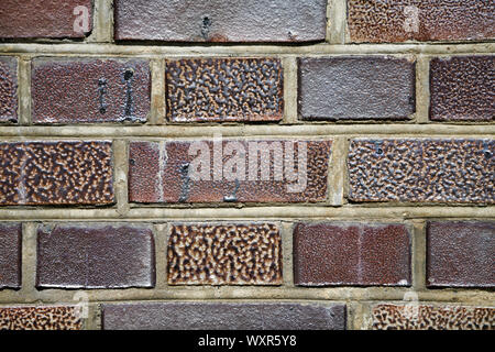 Old vintage cracked  burgundy bricks texture Stock Photo