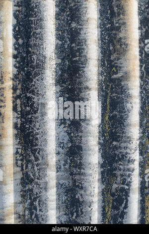 Corrugated iron sheet close up of detail and texture showing lines and patterns. Abstract background rough, weathered Stock Photo