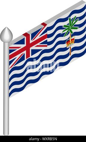 Isometric Illustration of Flagpole with British Indian Ocean Territory Flag Stock Vector