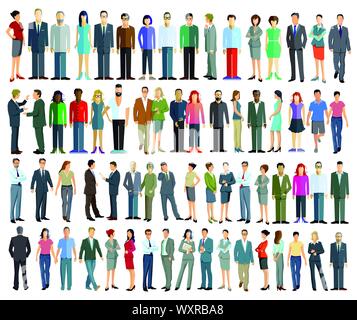 large group of people are standing together Stock Vector