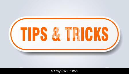 tips & tricks sign. tips & tricks rounded orange sticker. tips & tricks Stock Vector