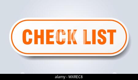 check list button. check list rounded orange sign. check list Stock ...
