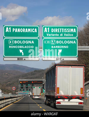 Crossroad on italian highway to go on bologna City in Italy Stock Photo