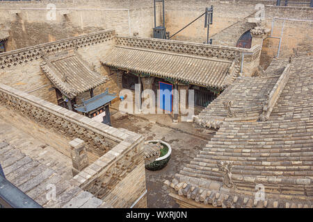 Looking down in a courtyard seen from the city wall of Pingyao Stock Photo