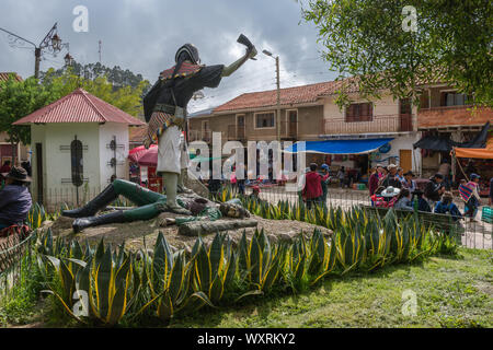 Plaza or market square in the village of Tarabuco, district Sucre, Bolivia, Latin America Stock Photo