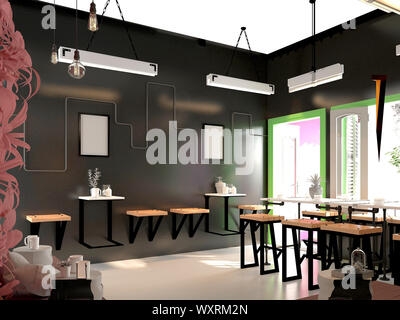 3d render of tea and coffee house Stock Photo