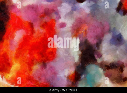 Creative abstract painting background in oil. Textured brush strokes of paint. Colorful design pattern. Artistic drawing grunge texture. Watercolor mi Stock Photo