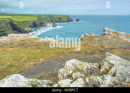 Coastal views from Willapark Lookout near Boscastle on the Atlantic coast of Cornwall, England, UK. Stock Photo