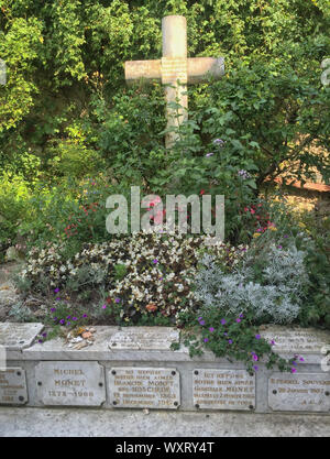 Tomb of French Impressionist Claude Monet at The Church of Giverny, Normandy, France Stock Photo