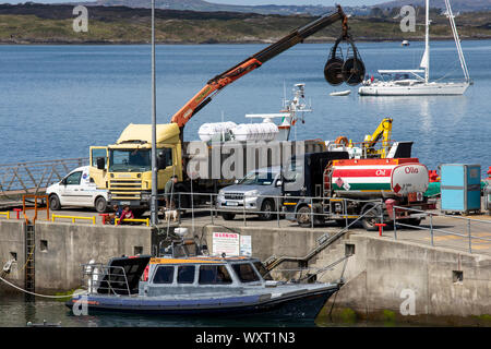 Getting ready to sail, Trawler Baltimore Harbour. Stock Photo